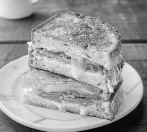 French toast with chicken salami