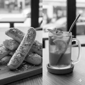 Bread sticks with Iced Tea