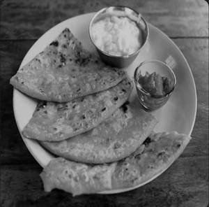 2 Aloo Paratha With Dahi and Mix Achaar