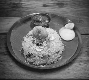 Pulao rice with mutton curry