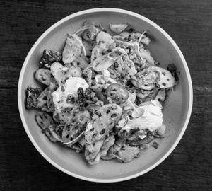 Lotus Stem Nachos With Sour Cream