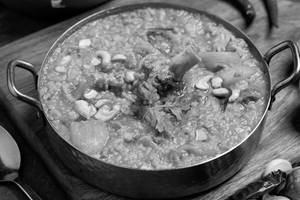 Mamsam Papucharu Annam (Mutton sambar rice)