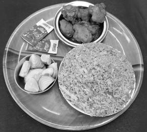 Egg Fried Rice and Chicken Kabab