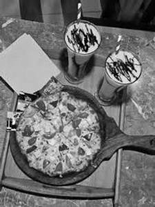 Pizza + Cold Coffee