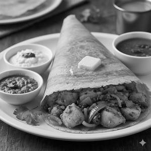 Onion Masala Dosa With Butter