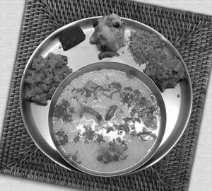 PAKHALA+Badhichura+Bhaja+papad+pickle+bharta