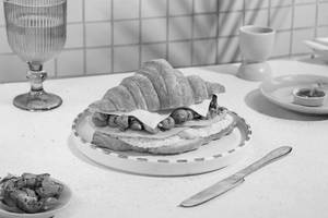 Egg, Mushroom & Ham Croissant Sandwich