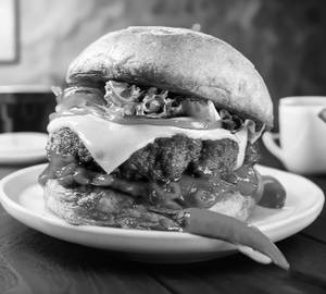 korean honey sriraja cheese burger