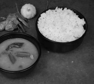 Rice With Sambar + Pickle