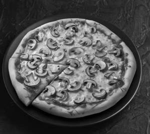 Mushroom loaded pizza