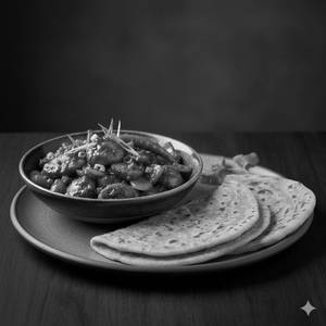 Paneer Mushroom Mix Chilli With 2 Lachha Paratha