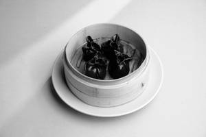 Charcoal Cream Cheese Dumpling.