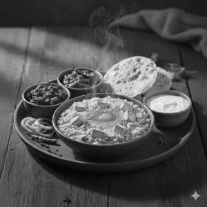 Paneer Khichadi Combo 650 Ml (With Chokha, Pickle, Papad And Curd)+ Ghee
