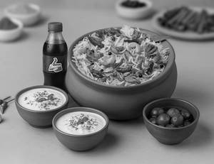 1 KG Veg Shahi Matka Biryani + Dessert + Thums Up