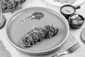 Nut crushed mushroom with coriander raita