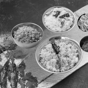 Lemon Rice 450 Ml+curd Rice 250 Ml+veg 250 Ml+fryums+pickle