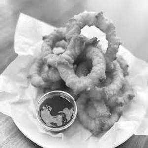 Onion ring with bbq sauce