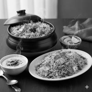 Veg Hyderabadi Dum Biryani With Tadka Raita