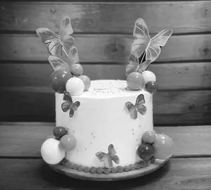 Butterfly Decoration White Purple Pineapple Cake