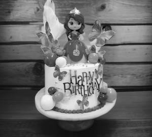 Butterfly Decoration Purple White Doll Pineapple Cake