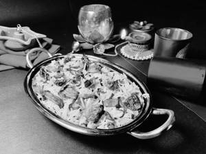 Mushroom Onion Pulao (served With Kheera Raita)