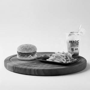 Aloo Tikki Burger + Peri Peri Fries + Magical Blue Mocktail