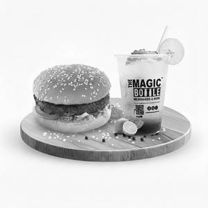Aloo Tikki Burger + Magical Blue Mocktail