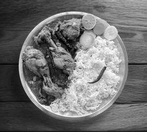 Pulao with chicken masala curry