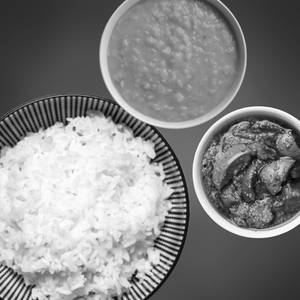 White Rice 750 Ml , Mudda Pappu 250 Ml And Pickle 100 Ml