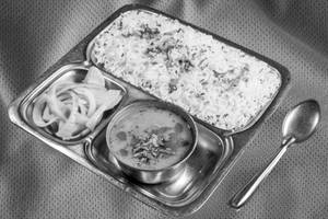 Jeera rice + dal fry + misti