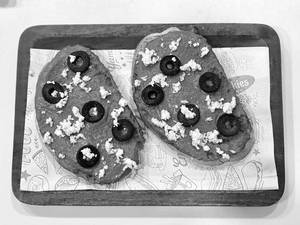 Beetroot Humus Olive Toast