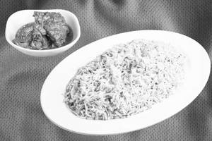 Jeera rice + chicken kasha + misti