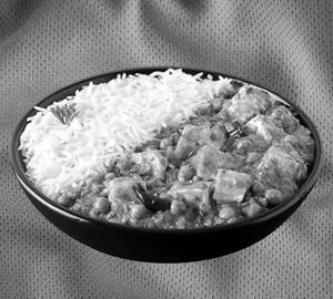 Jeera rice + mutter paneer + misti