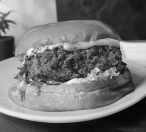 Fried paneer burger