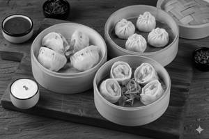 Veg Momos (4 Pcs) + Paneer Momos (4 Pcs) + Chicken Momos (4 Pcs)