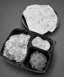 Mutton Shami Kabab (2Pcs.) + Mughlai Parantha (2Pcs.) + Biryani Rice ( Qtr.)
