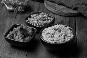 Paruppu Soru Served With Potato Varuval And Poriyal