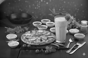 Veg Cheese Pizza + Strawberry Milkshake