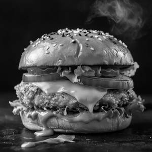 Chicken Burger With Fries Double Cheese
