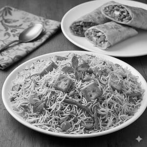 Veg Biryani with  with Veg Roll