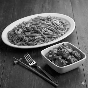 Veg Chowmein [Half] with Boneless Chilli [5 Pieces]