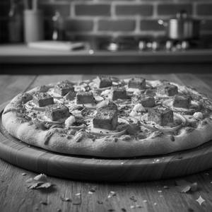 Cheesy paneer tikka pizza