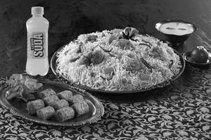 Subz Biryani with Falafel & Lemon Soda