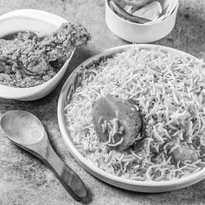 Aloo Biryani With Chicken Chaap    