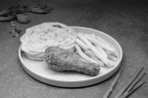 1 Pc Broasted Chicken + 3 Porotta + French Fries