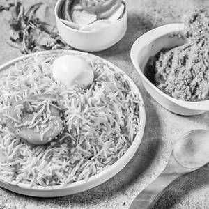 Egg Biryani With Chicken Chaap        