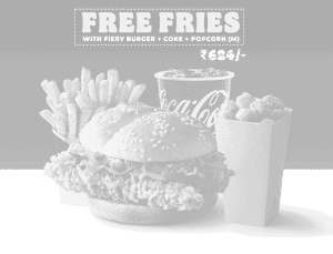 Fiery Burger and Popcorn Meal + Free Fries (M)