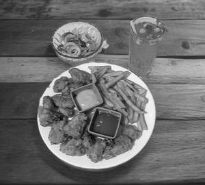 Chicken popcorn + Fries + beverage