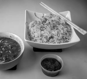 Chinese Bhel With Fried Rice And Manchurian Gravy