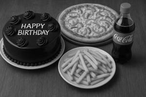 Choclate Cake + Veg Cheese Pizza +French Fries + Coke